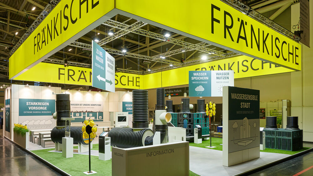 Messestand Fränkische Rohrwerke, Messe IFAT, Isingermerz, Messebau