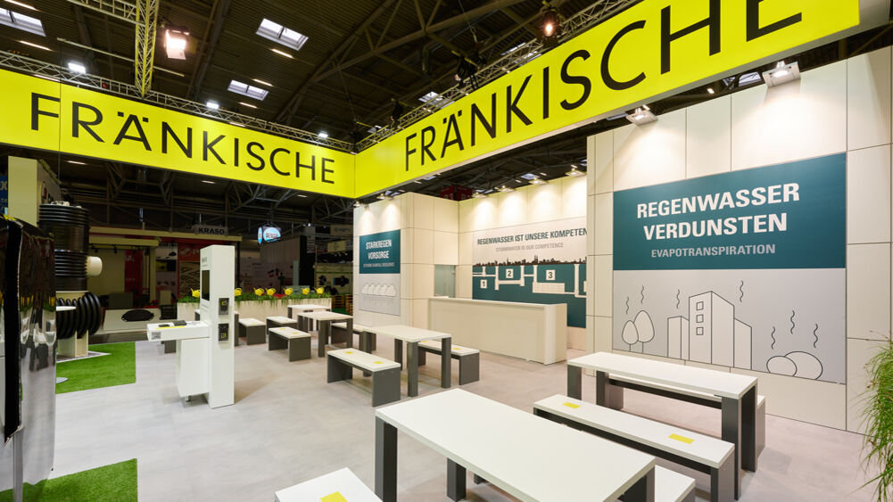 Messestand Fränkische Rohrwerke, Messe IFAT, Isingermerz, Messestandbau